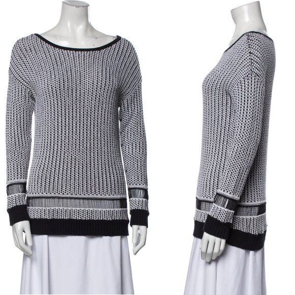 Alice + Olivia Sweaters - ALICE + OLIVIA Scoop Neck Sweater Navy and White XS